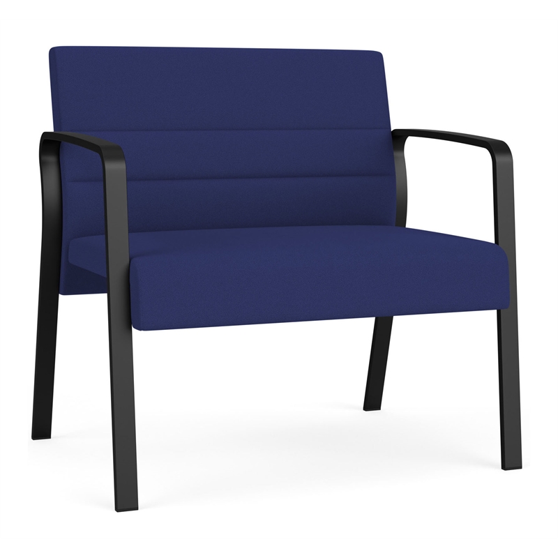Waterfall Reception Waiting Room Healthcare Bariatic Chair / Black Steel / Blue
