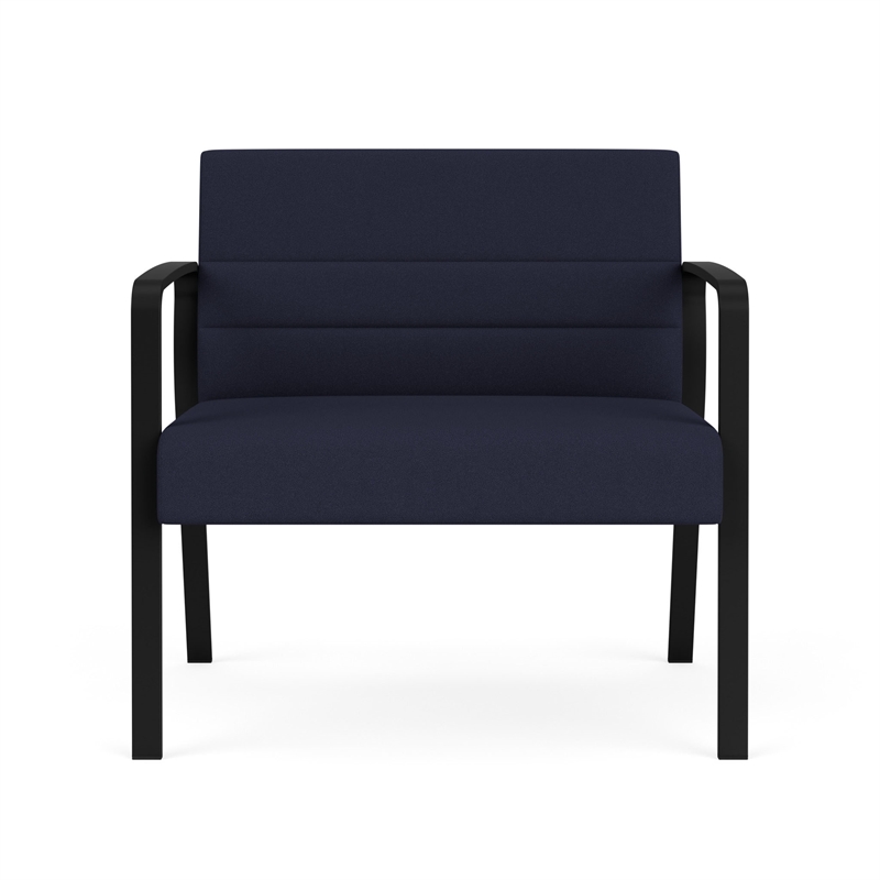 Waterfall Reception Waiting Room Bariatic Chair / Black Steel / Navy Blue