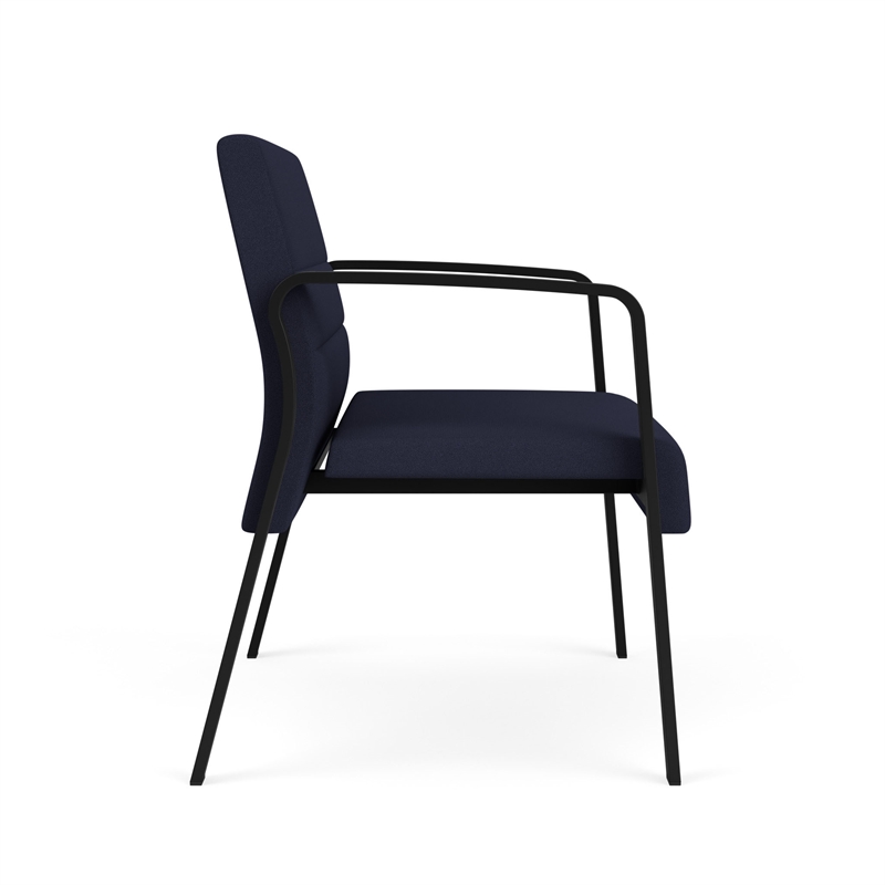 Waterfall Reception Waiting Room Bariatic Chair / Black Steel / Navy Blue