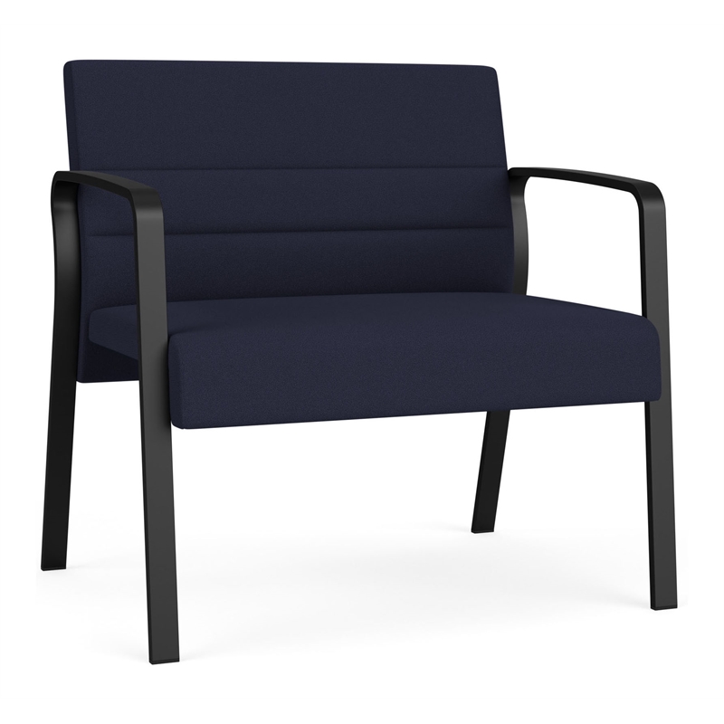 Waterfall Reception Waiting Room Bariatic Chair / Black Steel / Navy Blue