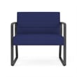 Waterfall Reception Waiting Sled Base Bariatic Chair / Charcoal Steel / Blue