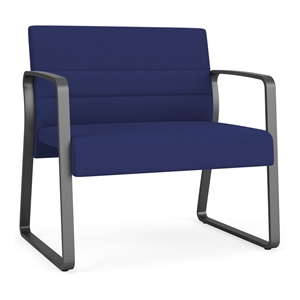Waterfall Reception Waiting Sled Base Bariatic Chair / Charcoal Steel / Blue