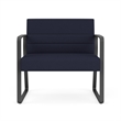 Waterfall Reception Sled Base Bariatic Chair / Charcoal Steel / Navy Blue