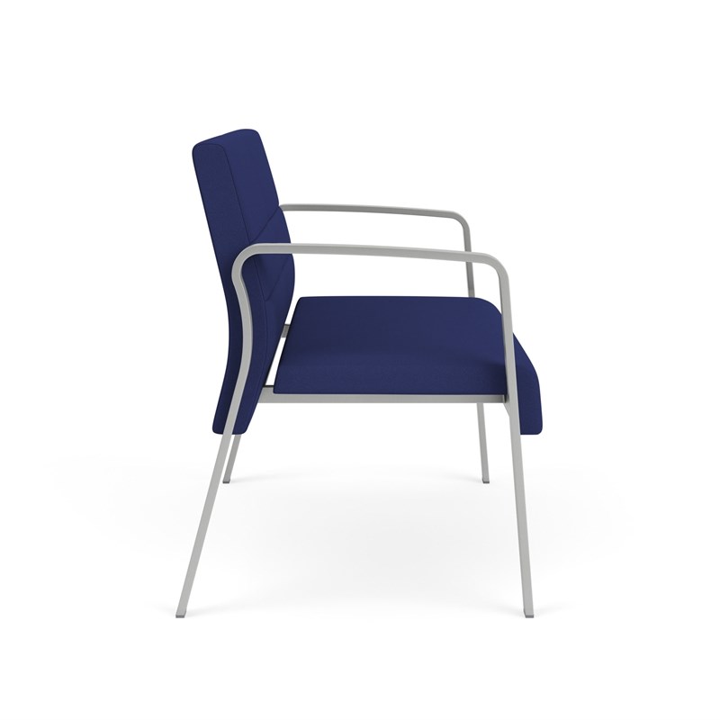 Waterfall Reception Waiting Room Healthcare Loveseat / Silver Steel / Blue