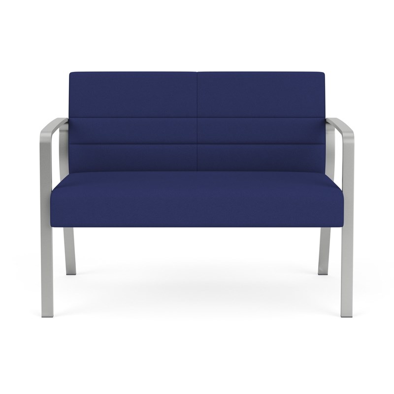Waterfall Reception Waiting Room Healthcare Loveseat / Silver Steel / Blue