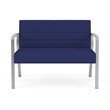 Waterfall Reception Waiting Room Healthcare Loveseat / Silver Steel / Blue