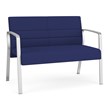 Waterfall Reception Waiting Room Healthcare Loveseat / Silver Steel / Blue