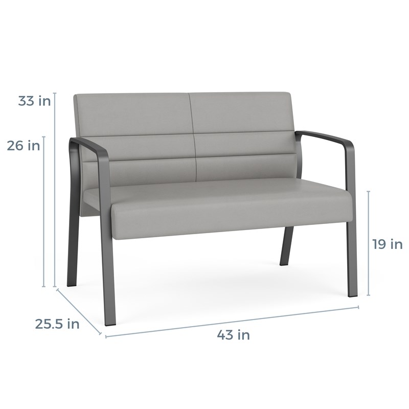 Waterfall Reception Waiting Room Healthcare Loveseat / Silver Steel / Blue