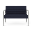 Waterfall Reception Waiting Room Healthcare Loveseat / Silver Steel / Navy Blue