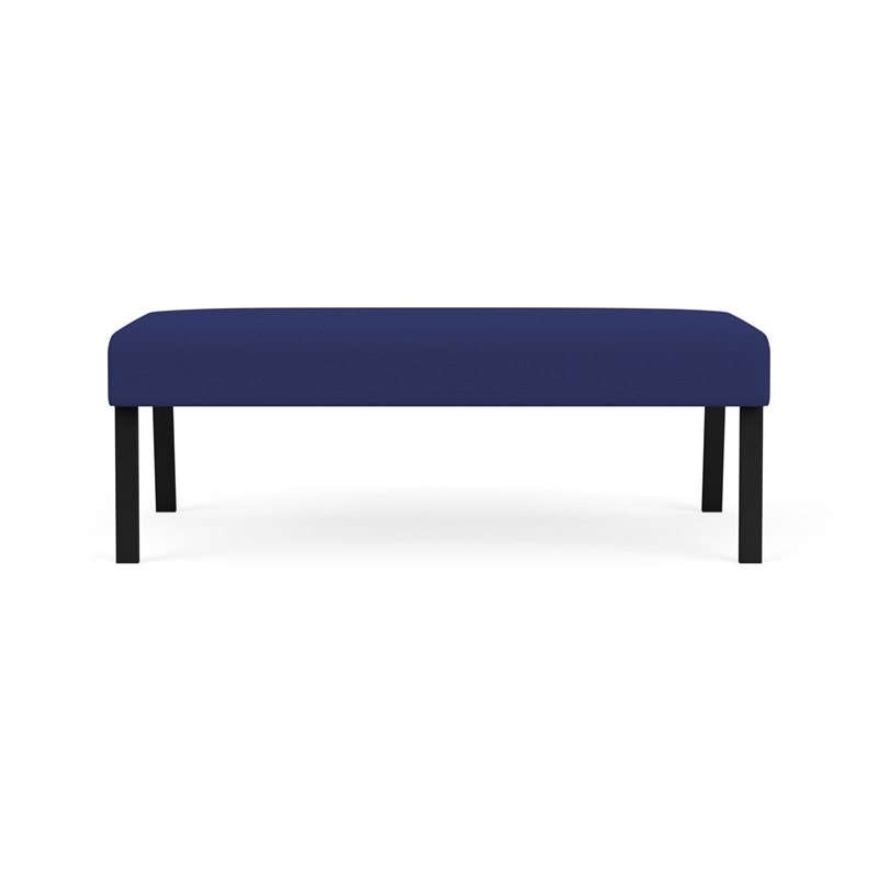 Waterfall Reception Waiting Room Healthcare 2-Seat Bench / Black Steel / Blue