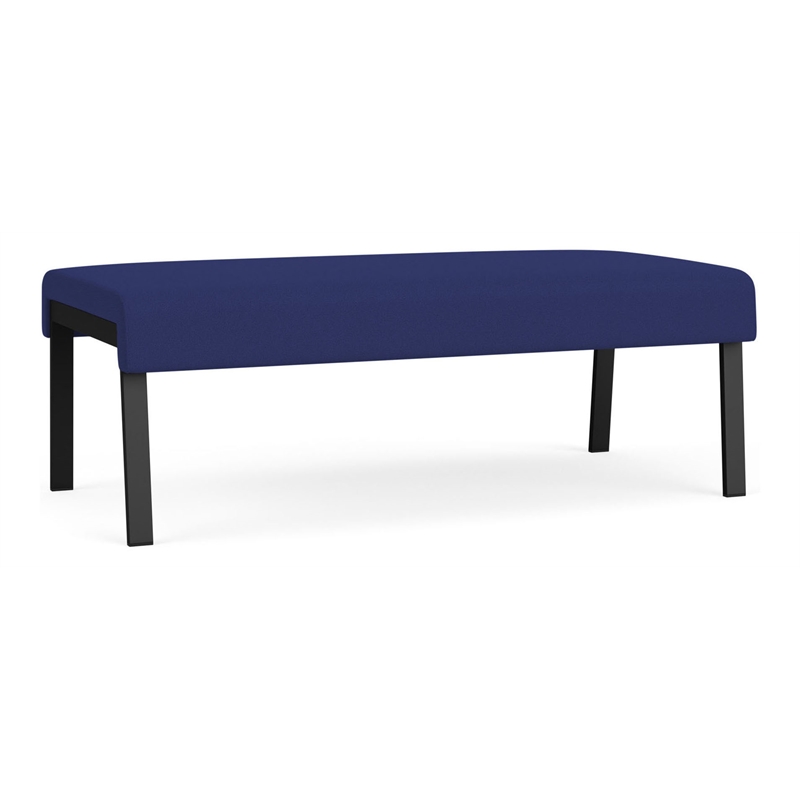 Waterfall Reception Waiting Room Healthcare 2-Seat Bench / Black Steel / Blue