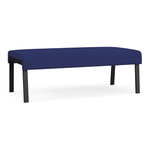 Waterfall Reception Waiting Room Healthcare 2-Seat Bench / Black Steel / Blue