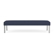 Waterfall Reception Waiting Room Healthcare 3-Seat Bench / Silver Steel / Blue