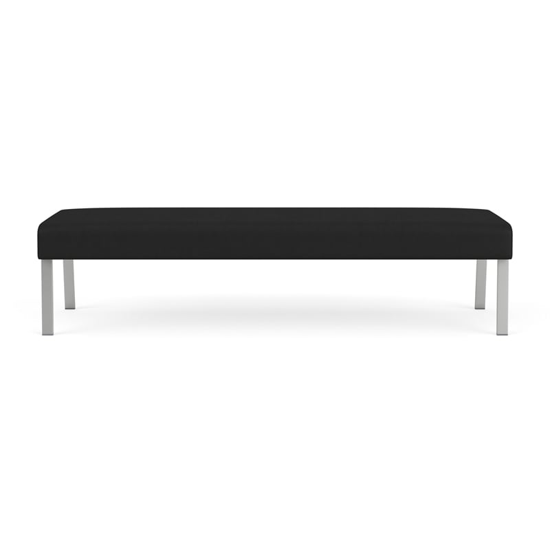 Waterfall Reception Waiting Room Healthcare 3-Seat Bench / Silver Steel / Black