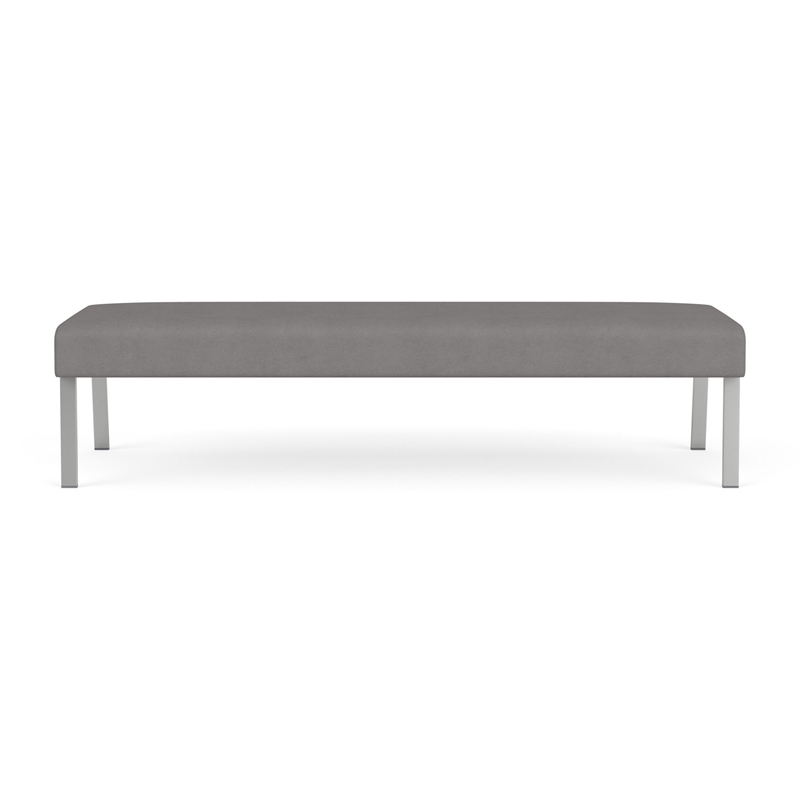 Waterfall Reception Waiting Room 3-Seat Bench / Silver Steel / Light Gray