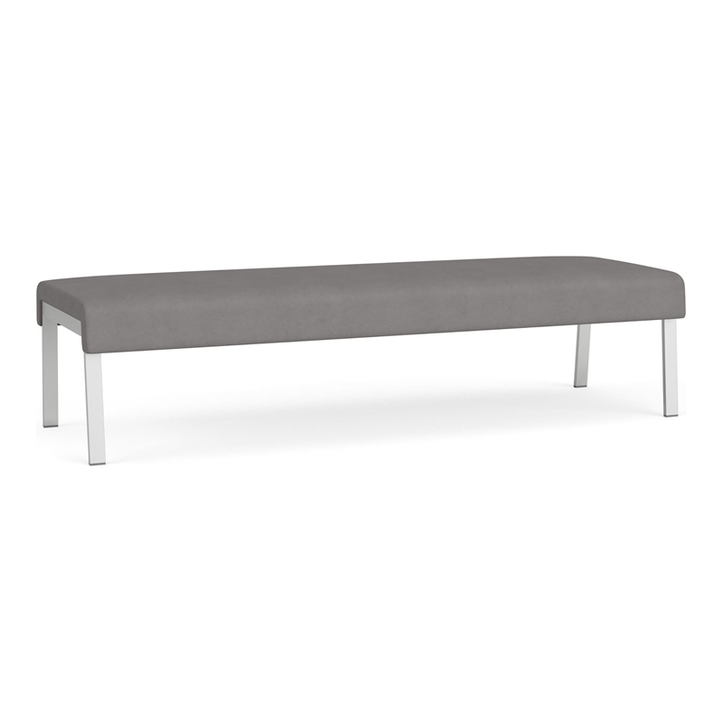 Waterfall Reception Waiting Room 3-Seat Bench / Silver Steel / Light Gray