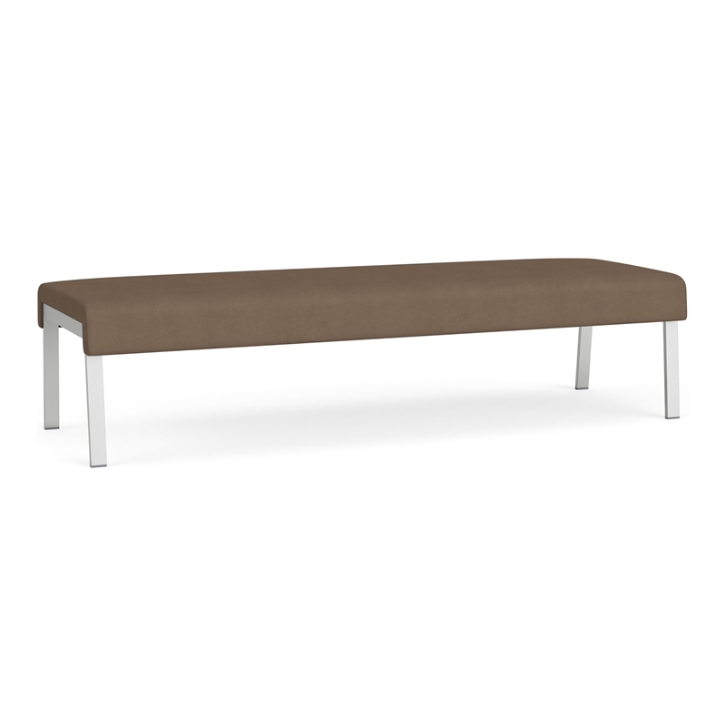 Waterfall Reception Waiting Room Healthcare 3-Seat Bench / Silver Steel / Brown