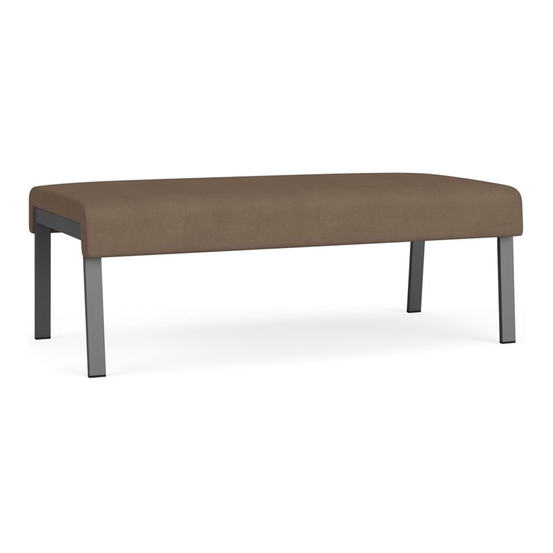 Waterfall Reception Waiting Room 2-Seat Bench / Charcoal Steel / Brown