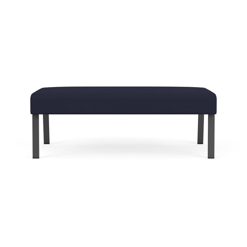Waterfall Reception Waiting Room 2-Seat Bench / Charcoal Steel / Navy Blue