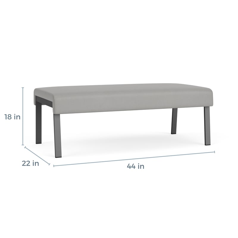 Waterfall Reception Waiting Room 2-Seat Bench / Charcoal Steel / Navy Blue