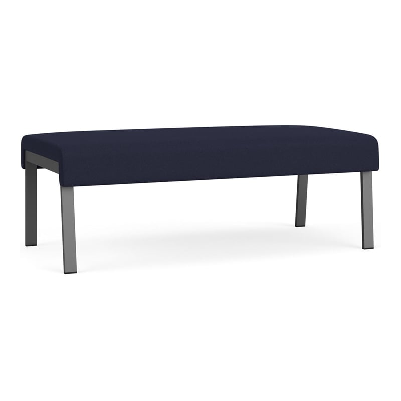 Waterfall Reception Waiting Room 2-Seat Bench / Charcoal Steel / Navy Blue