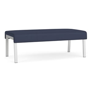 Waterfall Reception Waiting Room Healthcare 2-Seat Bench / Silver Steel / Blue