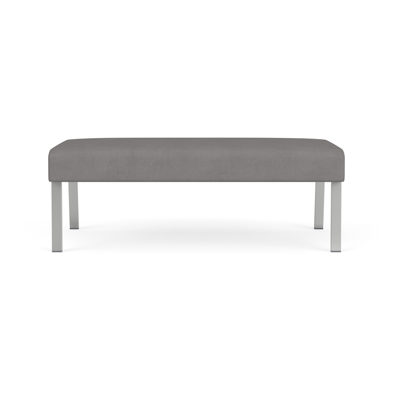 Waterfall Reception Waiting Room 2-Seat Bench / Silver Steel / Light Gray