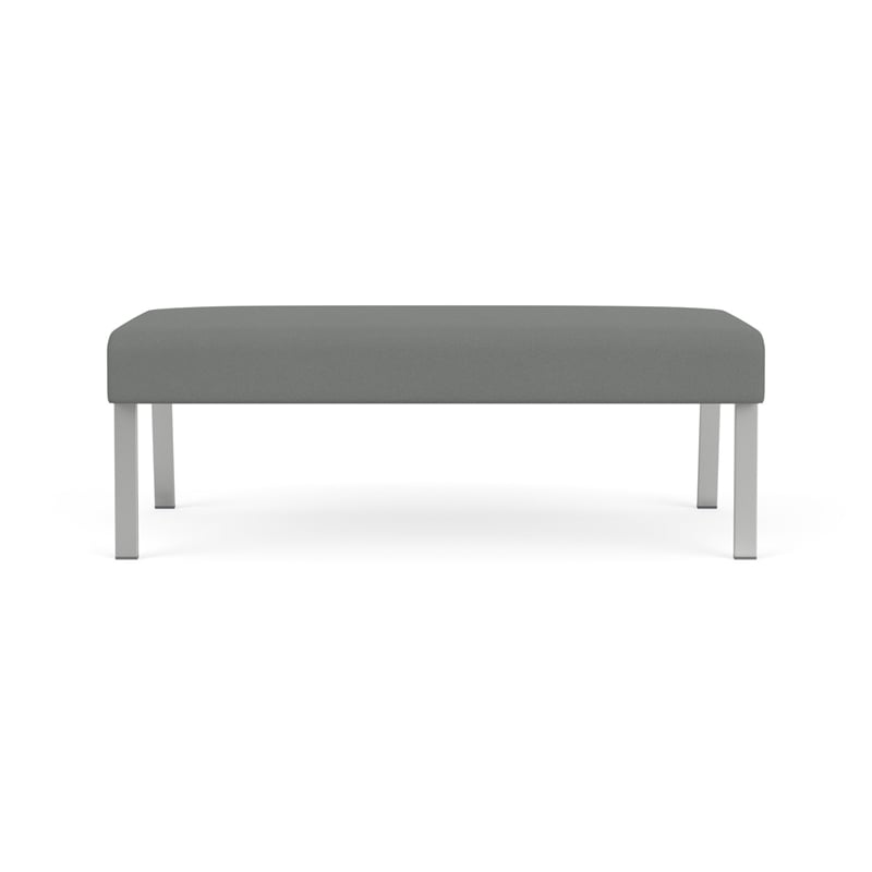Waterfall Reception Waiting Room 2-Seat Bench / Silver Steel / Light Gray