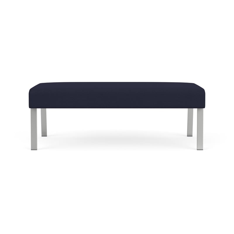 Waterfall Reception Waiting Room 2-Seat Bench Dark / Silver Steel / Navy Blue