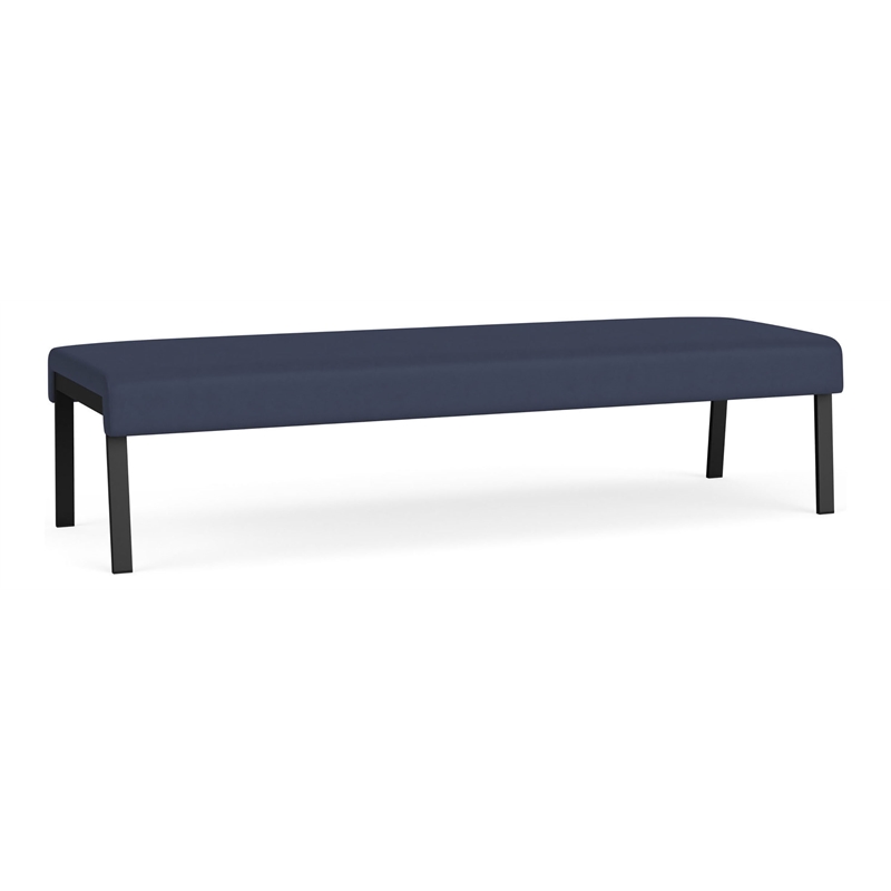 Waterfall Reception Waiting Room Healthcare 3-Seat Bench / Black Steel / Blue