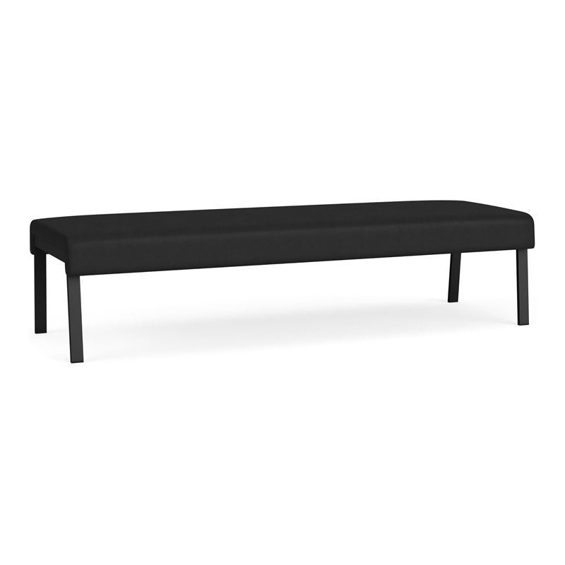 Waterfall Reception Waiting Room Healthcare 3-Seat Bench / Black Steel / Black