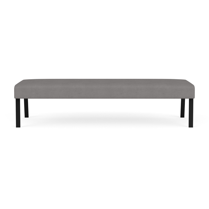 Waterfall Reception Waiting Room 3-Seat Bench / Black Steel / Light Gray