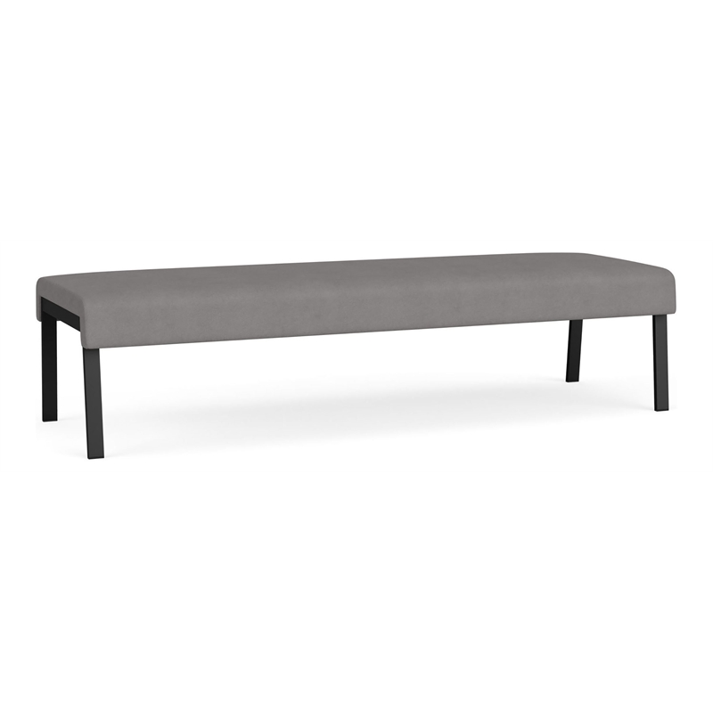 Waterfall Reception Waiting Room 3-Seat Bench / Black Steel / Light Gray