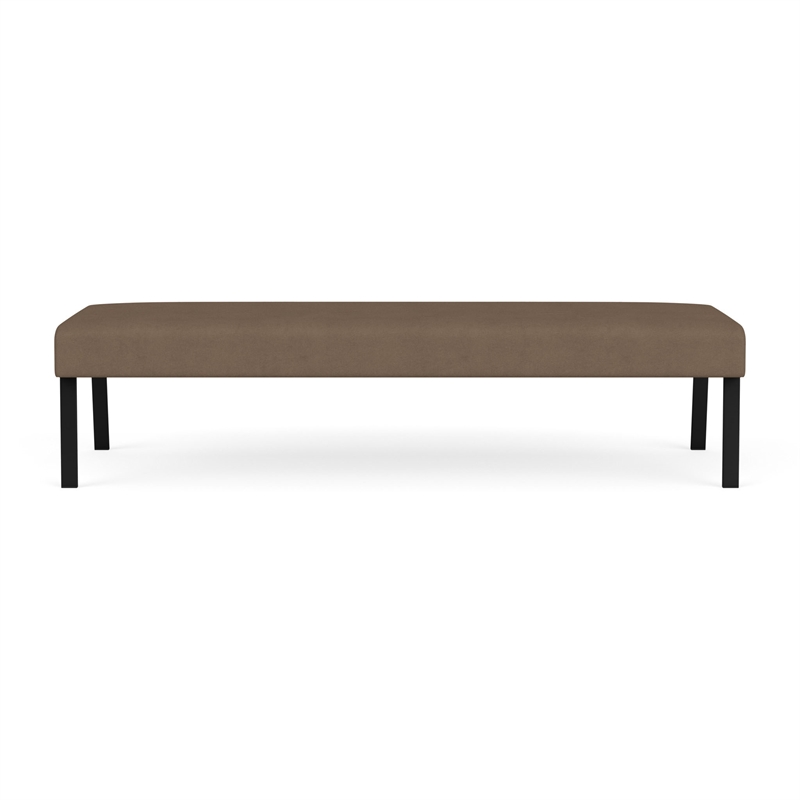 Waterfall Reception Waiting Room Healthcare 3-Seat Bench / Black Steel / Brown