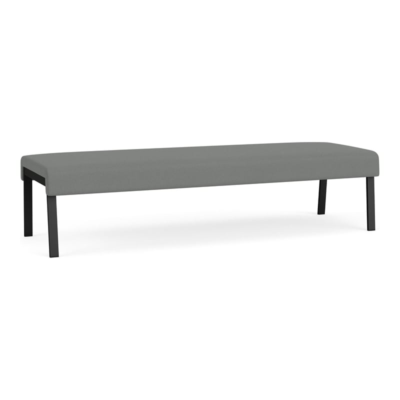 Waterfall Reception Waiting Room 3-Seat Bench / Black Steel / Light Gray