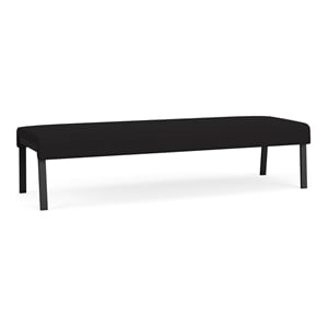 Waterfall Reception Waiting Room Healthcare 3-Seat Bench / Black Steel / Black