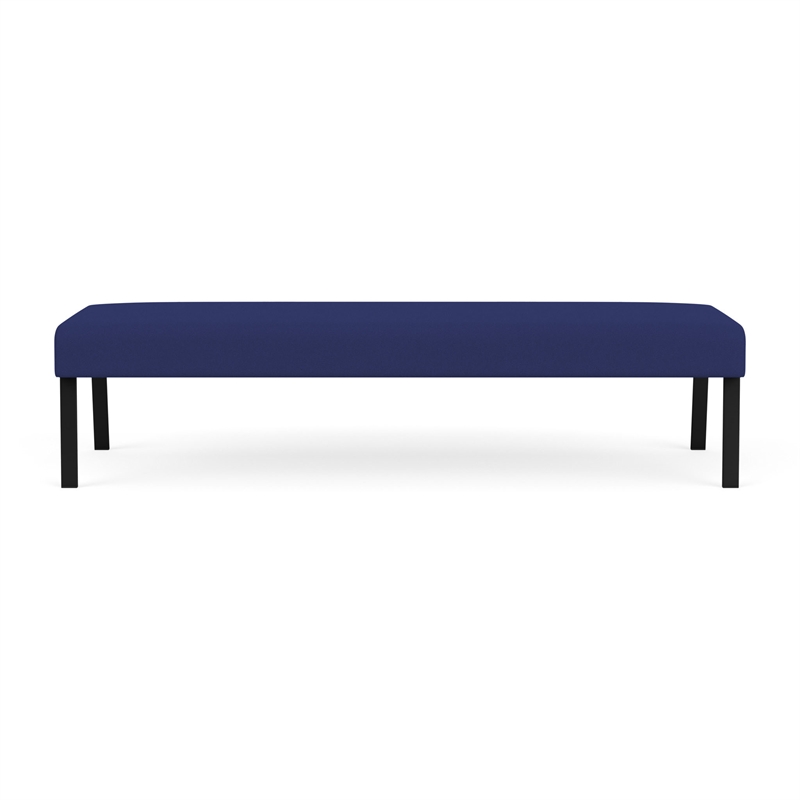 Waterfall Reception Waiting Room Healthcare 3-Seat Bench / Black Steel / Blue