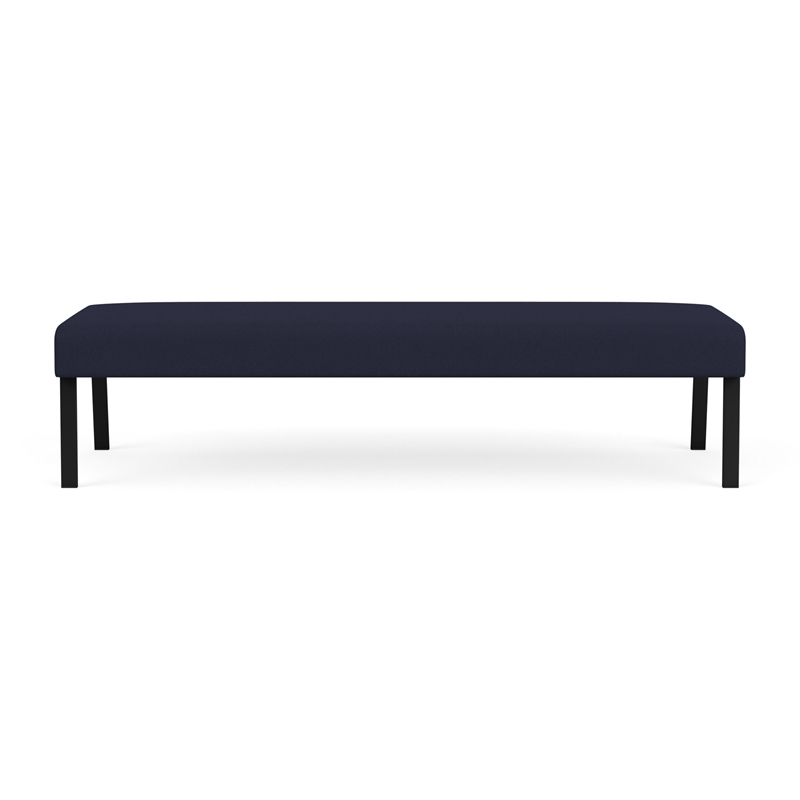 Waterfall Reception Waiting Room 3-Seat Bench / Black Steel / Navy Blue