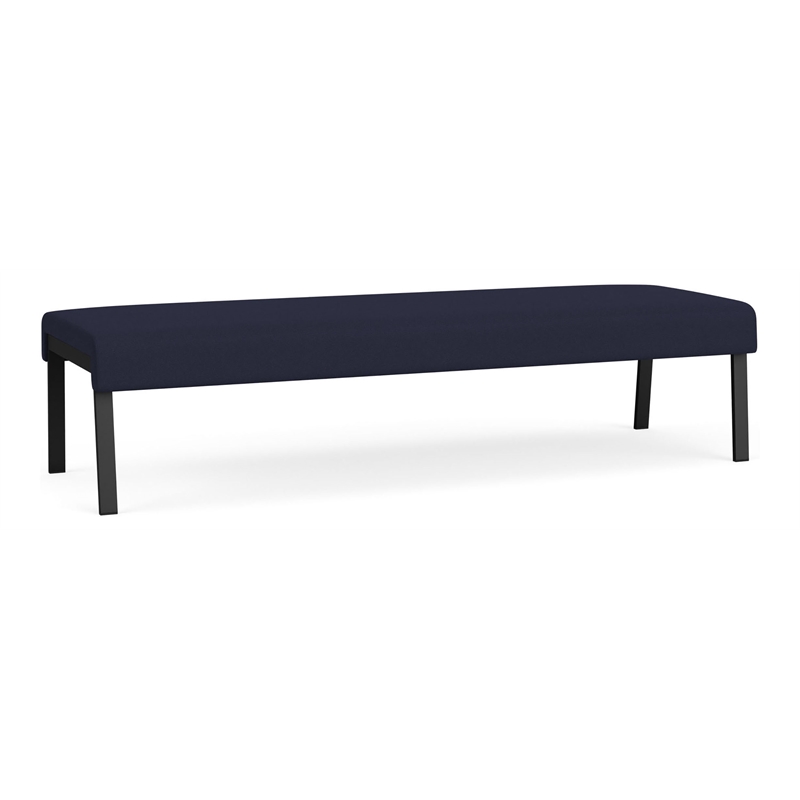Waterfall Reception Waiting Room 3-Seat Bench / Black Steel / Navy Blue
