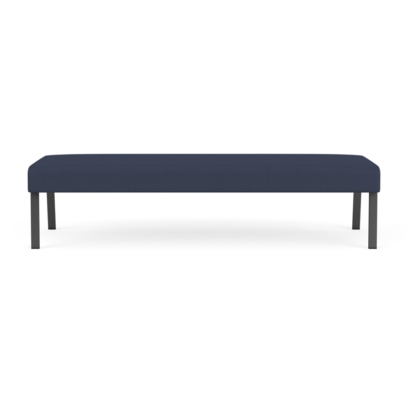 Waterfall Reception Waiting Room Healthcare 3-Seat Bench / Charcoal Steel / Blue