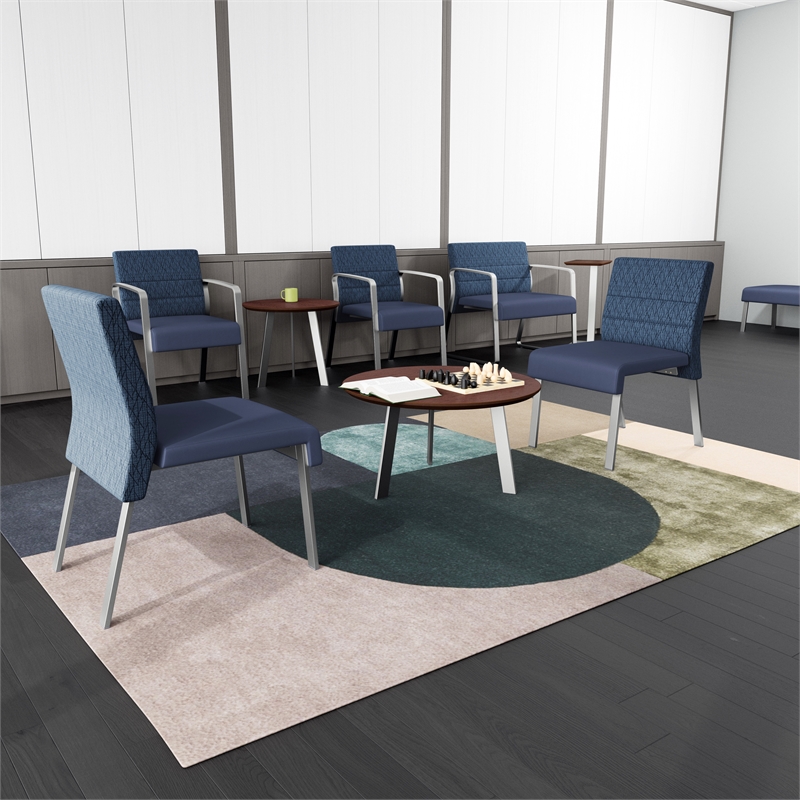 Waterfall Reception Waiting Room Healthcare 3-Seat Bench / Charcoal Steel / Blue
