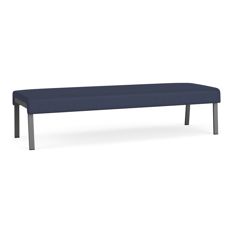Waterfall Reception Waiting Room Healthcare 3-Seat Bench / Charcoal Steel / Blue