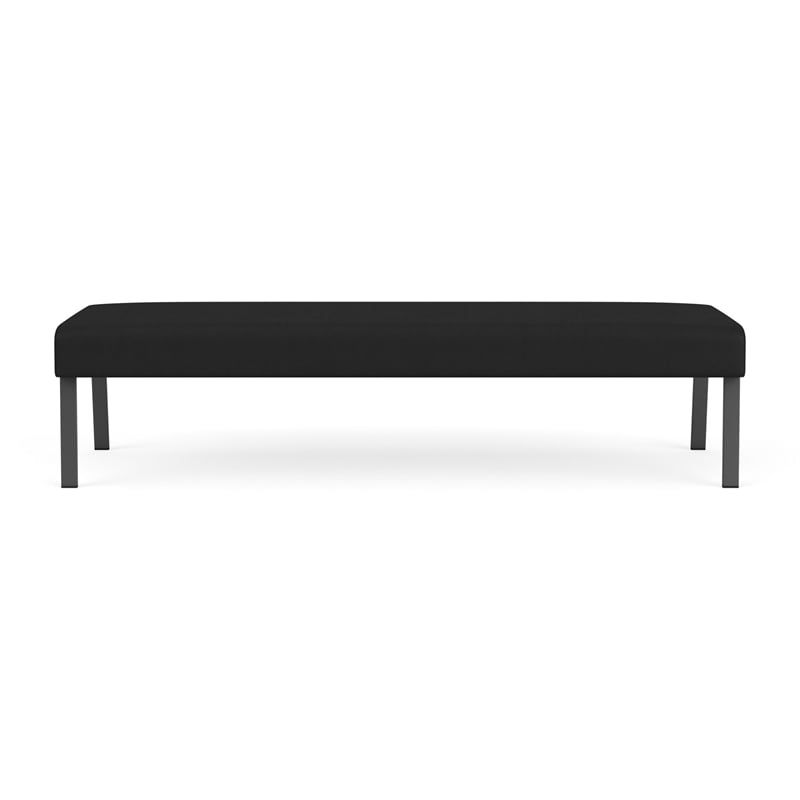Waterfall Reception Waiting Room 3-Seat Bench / Charcoal Steel / Black