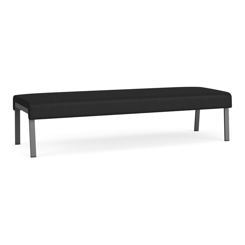 Waterfall Reception Waiting Room 3-Seat Bench / Charcoal Steel / Black