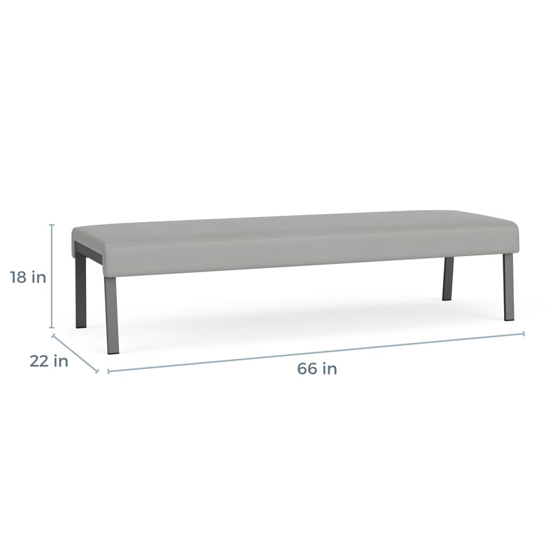 Waterfall Reception Waiting Room 3-Seat Bench / Charcoal Steel / Black