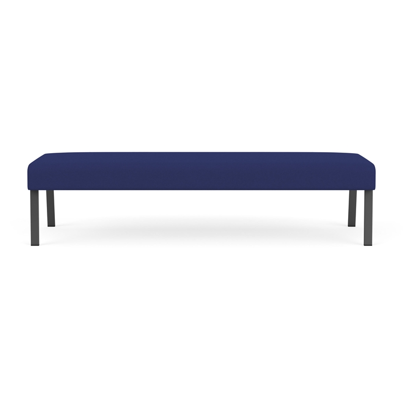 Waterfall Reception Waiting Room Healthcare 3-Seat Bench / Charcoal Steel / Blue