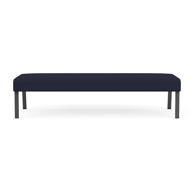 Waterfall Reception Waiting Room 3-Seat Bench / Charcoal Steel / Navy Blue