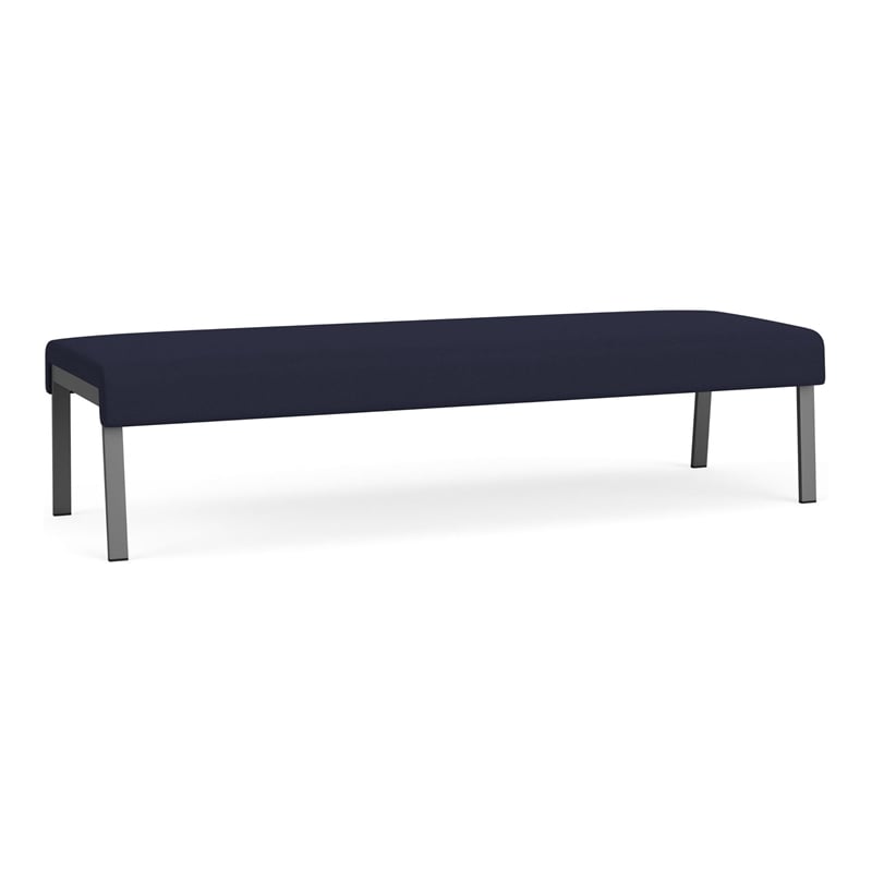 Waterfall Reception Waiting Room 3-Seat Bench / Charcoal Steel / Navy Blue