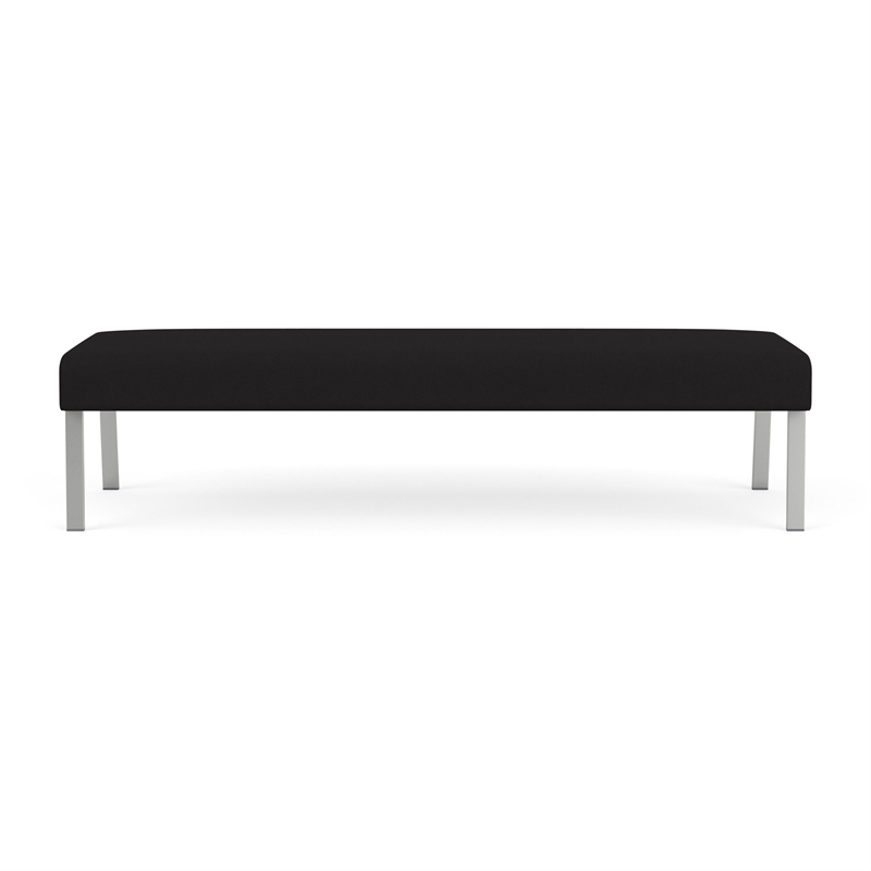 Waterfall Reception Waiting Room Healthcare 3-Seat Bench / Silver Steel / Black