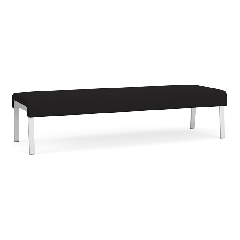 Waterfall Reception Waiting Room Healthcare 3-Seat Bench / Silver Steel / Black